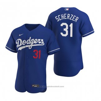 Maglia Baseball Uomo Los Angeles Dodgers Max Scherzer Autentico Alternato Blu