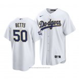 Maglia Baseball Uomo Los Angeles Dodgers Mookie Betts 2021 Gold Program Replica Bianco