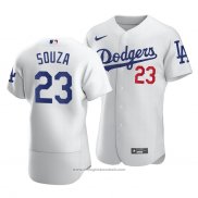 Maglia Baseball Uomo Los Angeles Dodgers Steven Souza Autentico Home Bianco