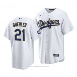 Maglia Baseball Uomo Los Angeles Dodgers Walker Buehler 2021 Gold Program Replica Bianco