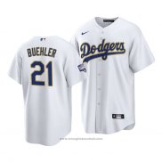 Maglia Baseball Uomo Los Angeles Dodgers Walker Buehler 2021 Gold Program Replica Bianco