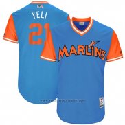 Maglia Baseball Uomo Miami Marlins 2017 Little League World Series Christian Yelich Blu