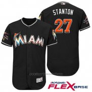 Maglia Baseball Uomo Miami Marlins 27 Giancarlo Stanton Nero 2017 Flex Base