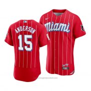 Maglia Baseball Uomo Miami Marlins Brian Anderson 2021 City Connect Autentico Rosso