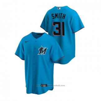 Maglia Baseball Uomo Miami Marlins Caleb Smith Replica Alternato Blu