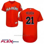 Maglia Baseball Uomo Miami Marlins Christian Yelich 21 Flex Base Firebrick