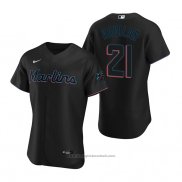 Maglia Baseball Uomo Miami Marlins Jesus Aguilar Autentico Alternato Nero