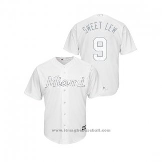 Maglia Baseball Uomo Miami Marlins Lewis Brinson 2019 Players Weekend Replica Bianco