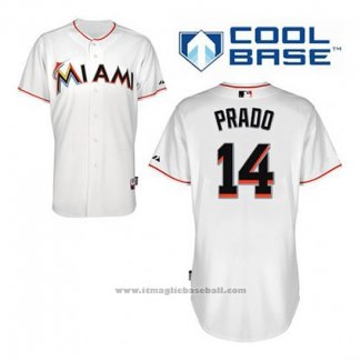 Maglia Baseball Uomo Miami Marlins Martin Prado 14 Bianco Home Cool Base