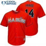 Maglia Baseball Uomo Miami Marlins Martin Prado 14 Cool Base Firebrick