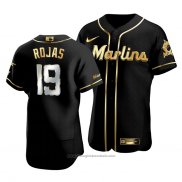 Maglia Baseball Uomo Miami Marlins Miguel Rojas Golden Edition Autentico Nero