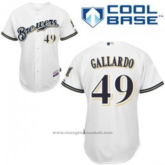 Maglia Baseball Uomo Milwaukee Brewers Bianco Yovani Gallardo Cool Base Giocatore