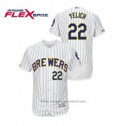 Maglia Baseball Uomo Milwaukee Brewers Christian Yelich Autentico Flex Base Bianco Blu