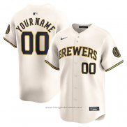 Maglia Baseball Uomo Milwaukee Brewers Home Limited Personalizzate Crema