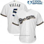 Maglia Baseball Uomo Milwaukee Brewers Jonathan Villar Bianco Cool Base