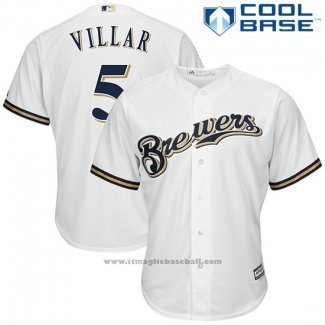 Maglia Baseball Uomo Milwaukee Brewers Jonathan Villar Bianco Cool Base