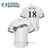 Maglia Baseball Uomo Milwaukee Brewers Keston Hiura 2019 Postseason Cool Base Bianco