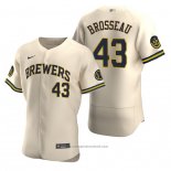 Maglia Baseball Uomo Milwaukee Brewers Mike Brosseau Autentico Alternato Crema