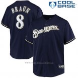 Maglia Baseball Uomo Milwaukee Brewers Ryan Braun Blu Cool Base