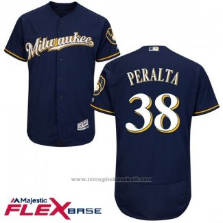 Maglia Baseball Uomo Milwaukee Brewers Wily Peralta Blu Autentico Collection Flex Base Custom