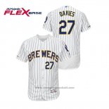 Maglia Baseball Uomo Milwaukee Brewers Zach Davies Autentico Flex Base Bianco Blu