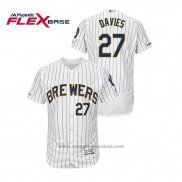 Maglia Baseball Uomo Milwaukee Brewers Zach Davies Autentico Flex Base Bianco Blu