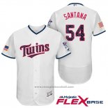 Maglia Baseball Uomo Minnesota Twins 2017 Stelle e Strisce Ervin Santana Bianco Flex Base