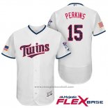 Maglia Baseball Uomo Minnesota Twins 2017 Stelle e Strisce Glen Perkins Bianco Flex Base