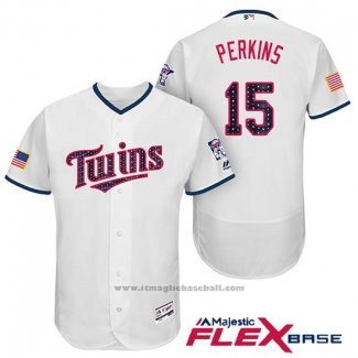 Maglia Baseball Uomo Minnesota Twins 2017 Stelle e Strisce Glen Perkins Bianco Flex Base