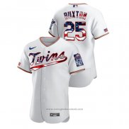 Maglia Baseball Uomo Minnesota Twins Byron Buxton 2020 Stars & Stripes 4th of July Bianco