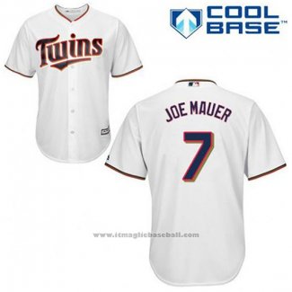 Maglia Baseball Uomo Minnesota Twins Joe Mauer 7 Bianco Home Cool Base