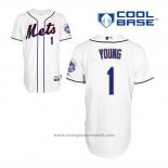 Maglia Baseball Uomo New York Mets Chris Young 1 Bianco Alternato Cool Base
