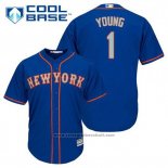 Maglia Baseball Uomo New York Mets Chris Young 1 Blu Alternato Cool Base