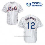 Maglia Baseball Uomo New York Mets Juan Lagares 12 Bianco Home Cool Base