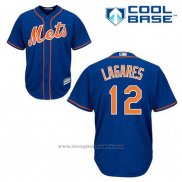 Maglia Baseball Uomo New York Mets Juan Lagares 12 Blu Alternato Home Cool Base