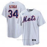 Maglia Baseball Uomo New York Mets Kodai Senga Home Replica Bianco Blu