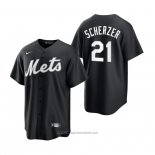 Maglia Baseball Uomo New York Mets Max Scherzer Replica Nero Bianco