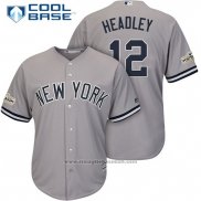 Maglia Baseball Uomo New York Yankees 2017 Postseason Chase Headley Grigio Cool Base