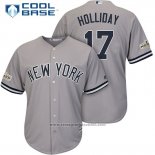 Maglia Baseball Uomo New York Yankees 2017 Postseason Matt Holliday Grigio Cool Base