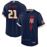 Maglia Baseball Uomo New York Yankees Personalizzate 2021 All Star Replica Blu
