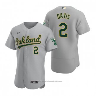 Maglia Baseball Uomo Oakland Athletics Khris Davis Autentico Road Grigio