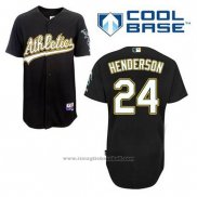 Maglia Baseball Uomo Oakland Athletics Rickey Henderson 24 Nero Cool Base