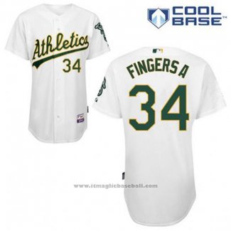 Maglia Baseball Uomo Oakland Athletics Rollie Fingers 34 Bianco Home Cool Base