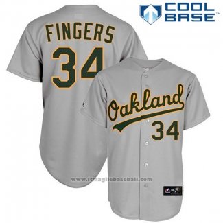 Maglia Baseball Uomo Oakland Athletics Rollie Fingers 34 Cool Base Grigio