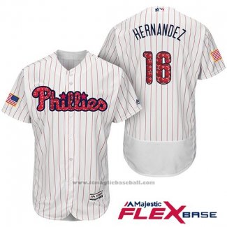 Maglia Baseball Uomo Philadelphia Phillies 2017 Stelle e Strisce Cesar Hernandez Bianco Flex Base