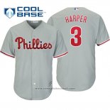 Maglia Baseball Uomo Philadelphia Phillies Bryce Harper Cool Base Grigio