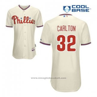 Maglia Baseball Uomo Philadelphia Phillies Steve Carlton 32 Crema Alternato Cool Base