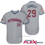 Maglia Baseball Uomo Pittsburgh Pirates 2017 Stelle e Strisce Francisco Cervelli Grigio Flex Base