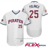 Maglia Baseball Uomo Pittsburgh Pirates 2017 Stelle e Strisce Gregory Polanco Bianco Flex Base