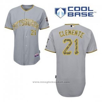 Maglia Baseball Uomo Pittsburgh Pirates Roberto Clemente 21 Grigio Usmc Cool Base